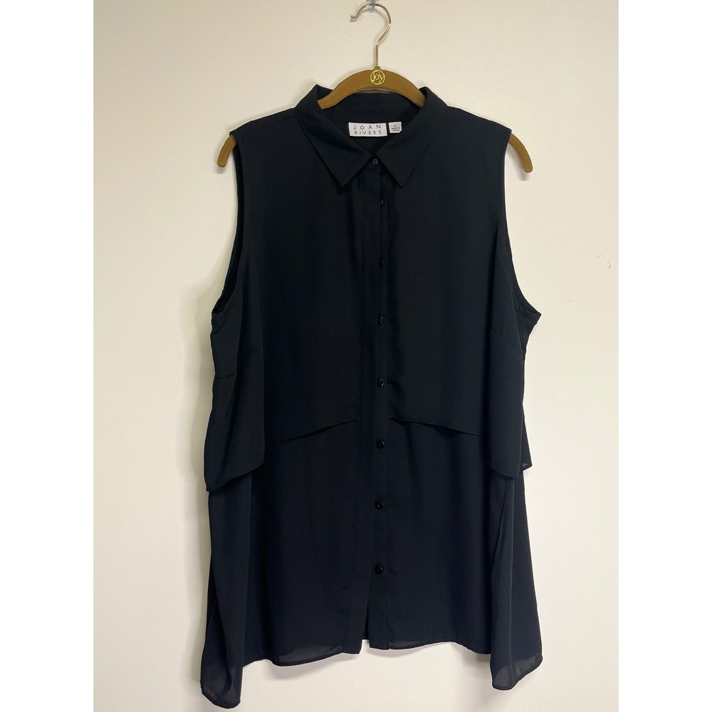 Joan Rivers Women's Black Button-Down Tank Top Size L